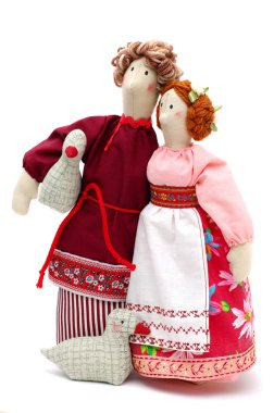 Couple of peasants in traditional dress clipart