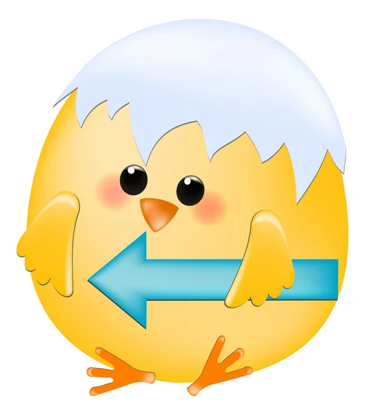 Chick met pijl-links — Stockvector