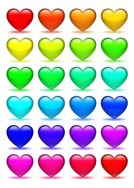 Set of glass hearts icons — Stock Photo, Image