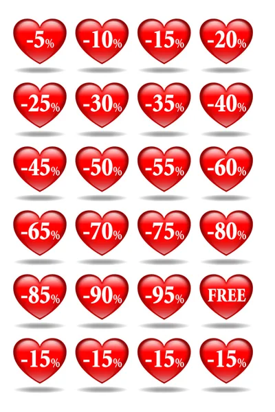 Stock vector Red hearts icons