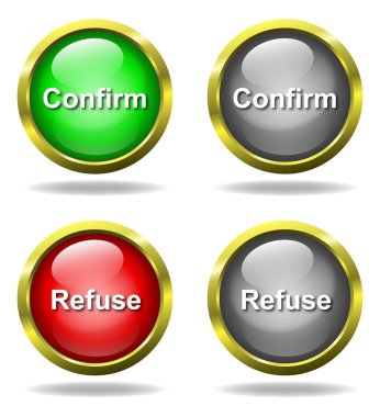 Set of glass Confirm - Refuse buttons clipart