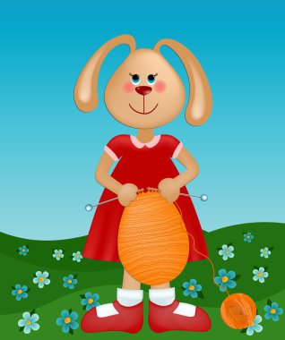 Easter greetings card with rabbit clipart