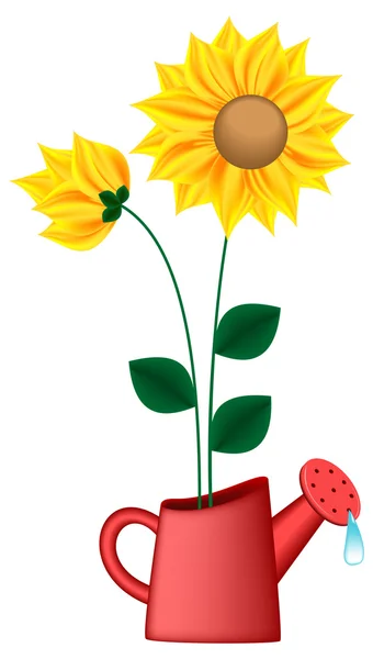喷壶用向日葵 — 图库矢量图片