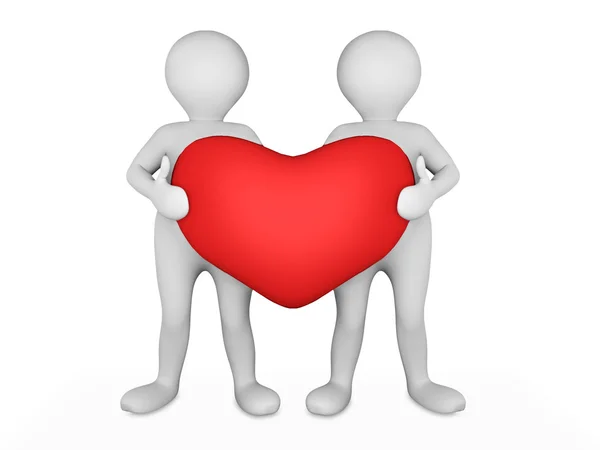2 3dcharacters with heart — Stock Photo, Image
