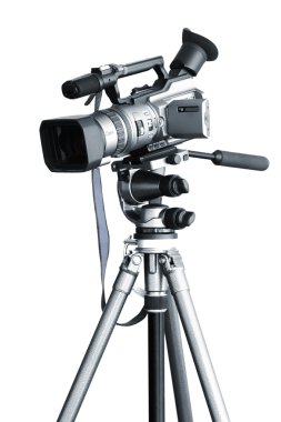 Professional camcorder on a tripod clipart