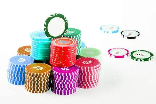 Fichas isoladas de casino / poker — Fotografia de Stock