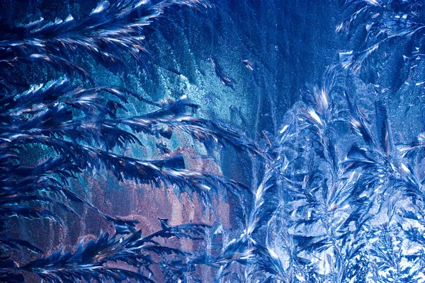 Frostiges Muster auf Glas — Stockfoto