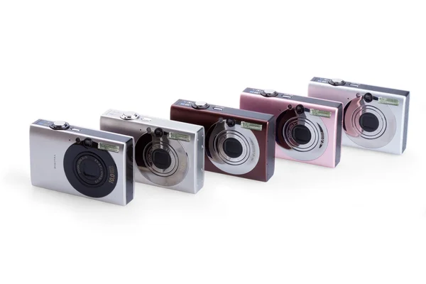 Fotocamere digitali isolate su bianco — Foto Stock