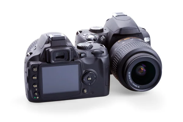 Câmeras fotográficas digitais isoladas em branco — Fotografia de Stock