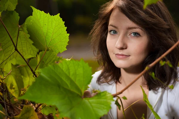 Sonbahar genç güzel kadın portresi — Stok fotoğraf