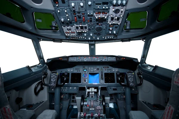 Интерьер Boeing, вид из кабины пилотов — стоковое фото