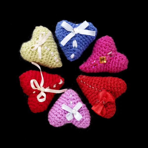 編み物 - 心のバレンタイン — ストック写真