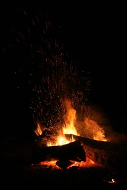 Bonfire on a dark background clipart