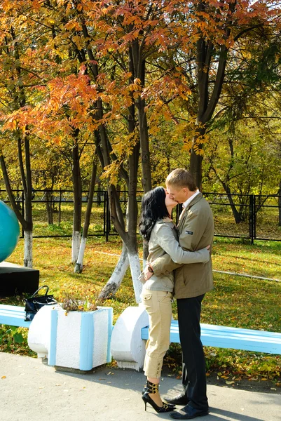 秋日公园里的夫妻 — 图库照片