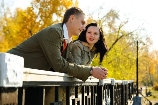 Молода пара на мосту Ліцензійні Стокові Фото