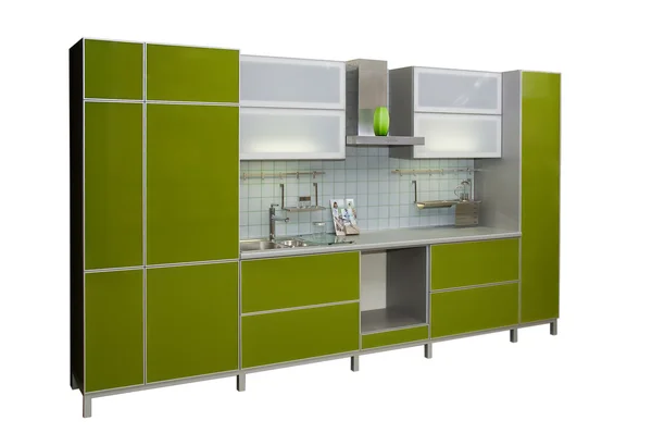 Cucina verde moderna — Foto Stock