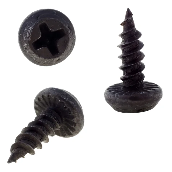 Black metal screw — Stock Photo, Image