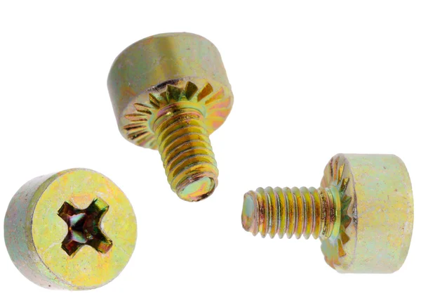 Yellow brass screw — Stock Photo, Image