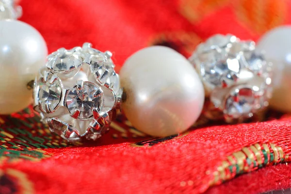 stock image Pearl beads with crystal spheres