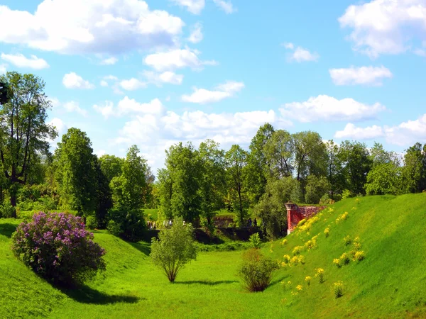 stock image Spring landscape with a fortress