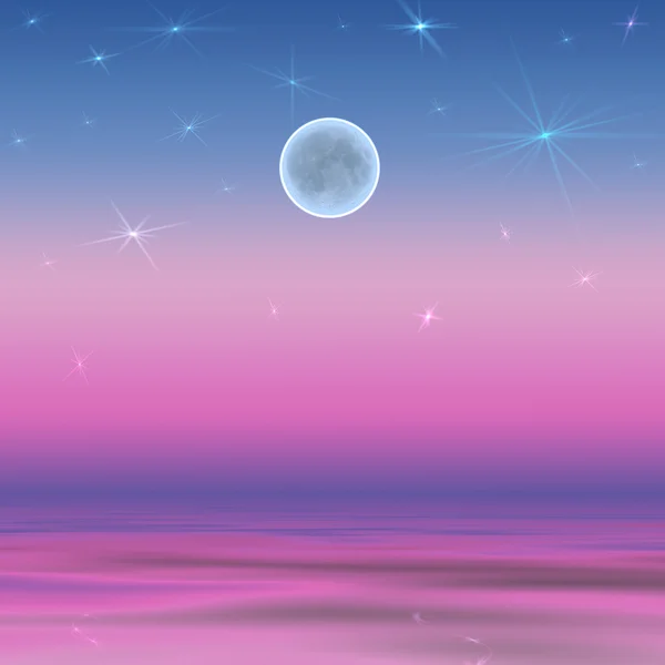 Lua abstrata e estrelas no céu — Fotografia de Stock