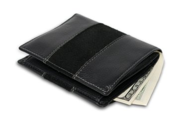 Wallet with money isolated on white clipart