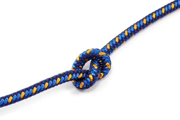 Corda de escalada amarrada em um nó — Fotografia de Stock