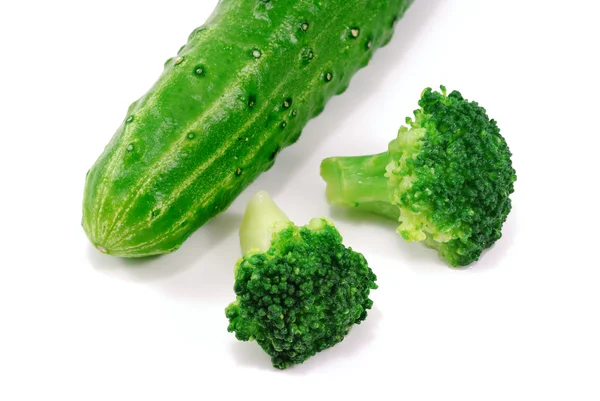 Green broccoli and cucumber — Stock Photo, Image