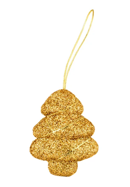 Goldene dekorative Weihnachtsbaum Spielzeug isoliert — Stockfoto