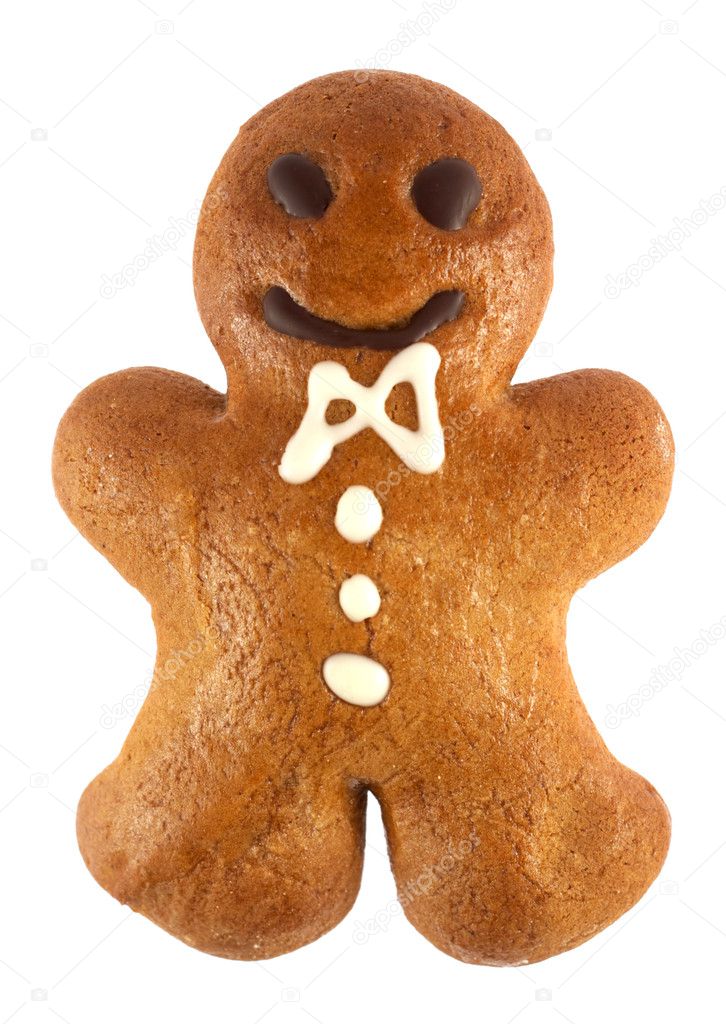 Gingerbread man isolated on white