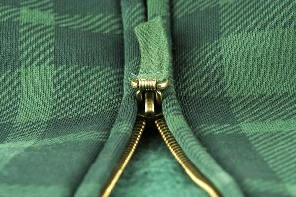 Jacket fragment with metal zipper — Stock Photo, Image