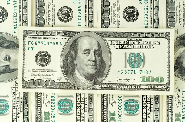 100 banknotes background — Stock Photo, Image