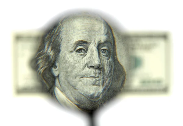 Közelkép a 100 dolláros bankjegy — Stock Fotó