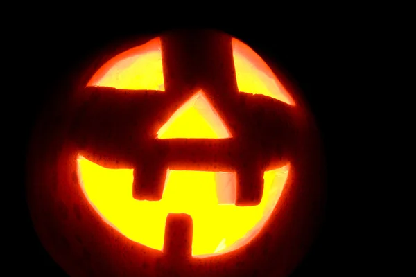 Halloween abóbora rosto closeup — Fotografia de Stock