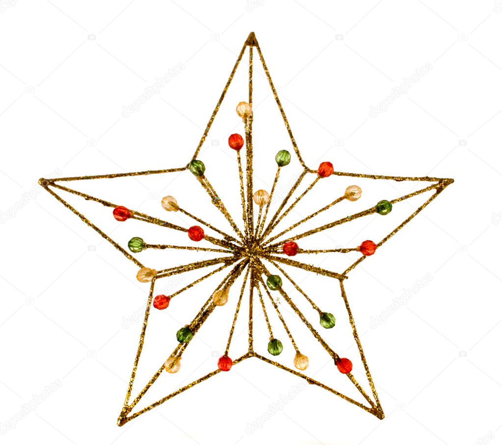Christmas star decoration over white