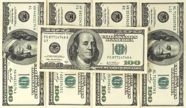 100 banknotes background — Stock Photo, Image