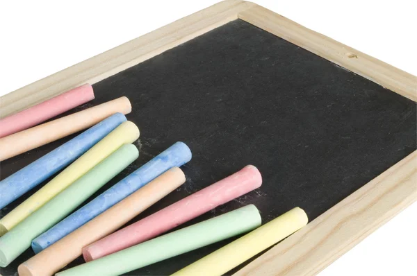 板和彩色的粉笔 — 图库照片