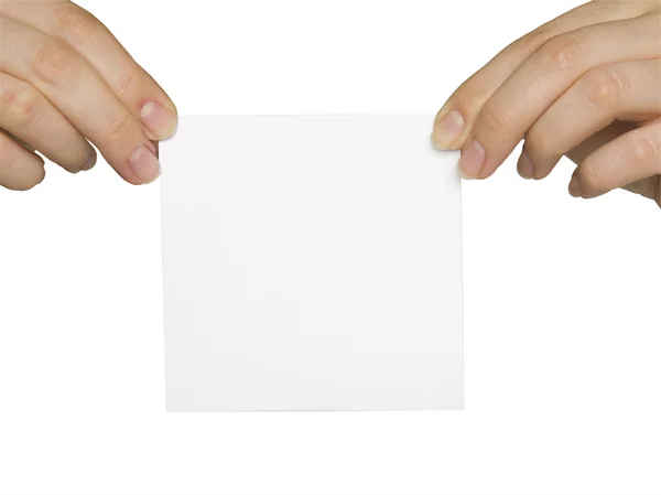 White page in the hands — Stock Photo, Image