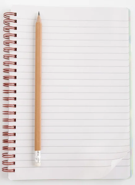 Bloco de notas e lápis de página — Fotografia de Stock