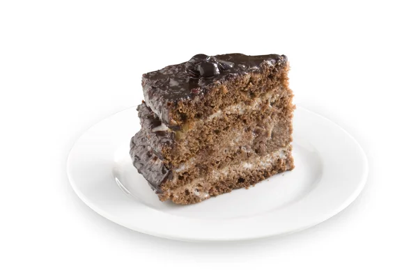 Kuchen auf einem weißen Teller — Stockfoto