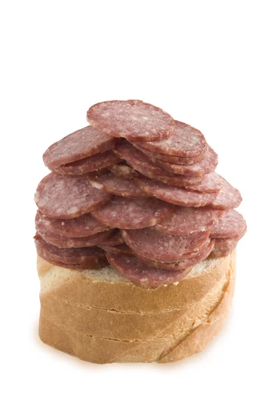 Sandwich mit Salami — Stockfoto