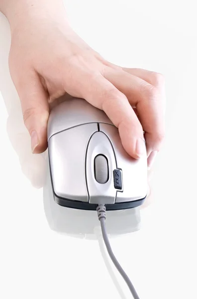 Ποντίκι υπολογιστή στο χέρι — Φωτογραφία Αρχείου