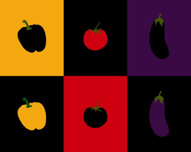 Pepper, tomato and eggplant with differe clipart