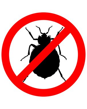 Prohibition sign for bedbugs on white ba clipart