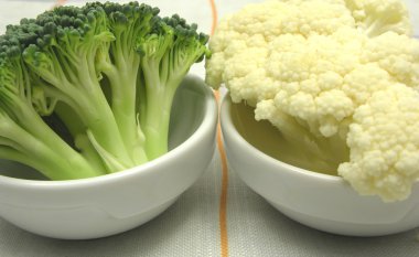 Cauliflower and broccoli inn little bowl clipart