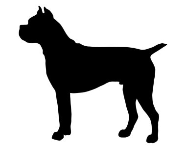 The black silhouette of a German Boxer clipart