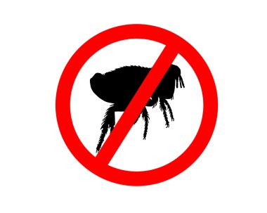 Prohibition sign for fleas on white back clipart