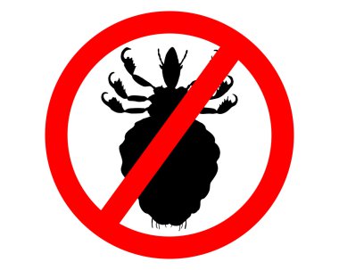 Prohibition sign for lice on white backg clipart