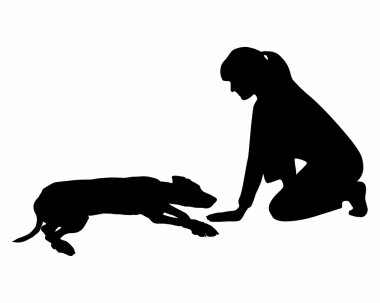 Dog obedience: Command: lay down clipart