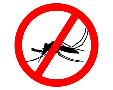 Prohibition sign for mosquitos on white clipart